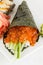 Salmon roe sushi temaki