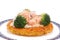 Salmon Rosti served with boiled broccoli and white bechamel sauce