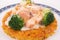 Salmon Rosti served with boiled broccoli and white bechamel sauce