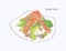 Salmon salad ,hand drawn water color sketch vector.