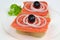 Salmon Sandwiches with Onions and Black Olives