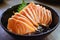 Salmon Sashimi dish Selective focus point