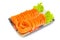 Salmon Sashimi in disposable plastic tray