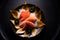 Salmon Sashimi - Japanese food style on black background.