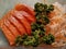 Salmon sashimi with vegetables image