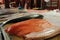 Salmon slices at chilean market