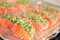 Salmon steak with fresh basil pesto