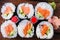 Salmon sushi tray