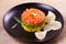 Salmon tartare with avocado and mango