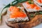 Salmon toast close-up. Scandinavian recipe