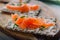 Salmon toast with cream cheese and chia seeds