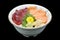 Salmon and Tuna Chirashi sashimi of fresh raw Salmon fish and Tuna fish on rice of Japanese tradition food restaurant