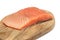 salmon on wooden board isolated, takeaway cooking process