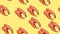 Salmon on a yellow background, vector illustration, pattern. a piece of pink smoked salmon. delicious fish, healthy food. pattern