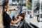salon blow dry, professional hairdresser with