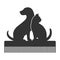 Salon logo illustration. Pet Grooming. Silhouette of a dog and a cat on a comb.