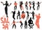 Salsa dance clipart collection. Set of latin music dancers and musician isolated on white background