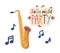 Salsa Night Party Banner With Saxophone Brass Wind Instrument Known For Its Smooth And Soulful Sound