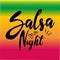 Salsa night text, on colorful background.