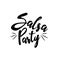 Salsa Party, handwritten text on white background.