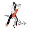 Salsa party poster. Elegant couple dancing salsa. Retro style.people dancing salsa and musicians playing latin