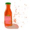 Salsa sauce bottle with splashes.