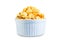 Salt cheese popcorn on a white isolated background