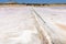 Salt collection at the saltworks of Trapani in Sicily