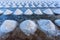 Salt evaporation pond, Sea salt harvesting in Bang-Taboon, Phetchaburi, Thailand