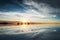 Salt flat Salar de Uyuni at sunrise, Altiplano, Bolivia