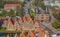 Salt houses and city gat in Lubeck seen from above