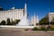 Salt Lake City Temple and town fountain