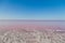 Salt Lake landscape with water pink and blue sea