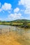 Salt lake near Chia beach and beautiful landscape of Sardinia island, Italy