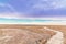 Salt landscape by lagoon Cejar in the desert of Atacama - Chile