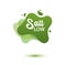 Salt low badge. Green amoeba design of sticker for diet menu, poster, flyer, food packaging.