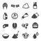 Salt manufacturing and consumption glyph icons set