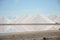 Salt mountains in Bonaire. Salt Pyramids , caribbean island, dutch antilles. Salt mountain range. Salt towers