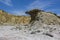 salt pan in desert, mountain in the tavernas desert