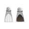 Salt and pepper doodle icons, vintage classic glass shakers with salt and black pepper for seasoning food, isolated