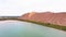 Salt piles among the green fields. salt lake mining of potassium salts in Belarus. salt mining and production