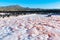 Salt piles on a saline exploration in salt factory refinery mines Janubio, Lanzarote, Canary Islands, Spain