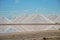 Salt Pyramids in Bonaire, caribbean island, dutch antilles. Salt mountains, Salt mountain range. Salt towers