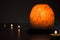 Salt rock lamp. dark background. treatment of viruses, colds, allergies. Spa Room, Relax Time.