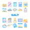 salt sea food crystal powder icons set vector