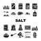 salt sea food crystal powder icons set vector