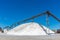 Salt stockpile and the conveyor structure at Lake Grassmere