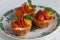 Salt tartlets with peperoni and parsley