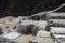 The salt terraces of Maras Cusco the snowcapped Salkantay Andes mountain peak in the background, Sacred Valley of the Inca,