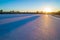 Salt textured surface of lake Hardy at sunset.